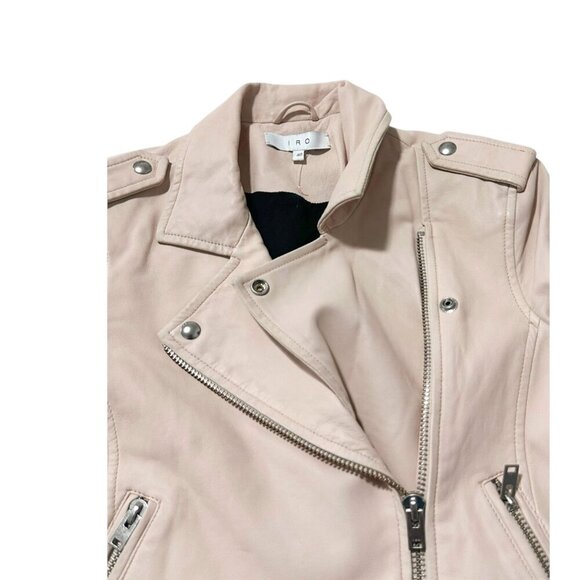 IRO Ashville cropped washed-leather biker jacket, Nude - Picture 11 of 16